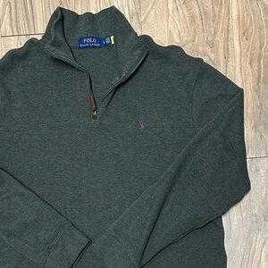 Polo by Ralph Lauren Men's Dark Green Quarter-Zip Sweater